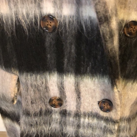 Double breasted plaid wool blend coat - Picture 3 of 5